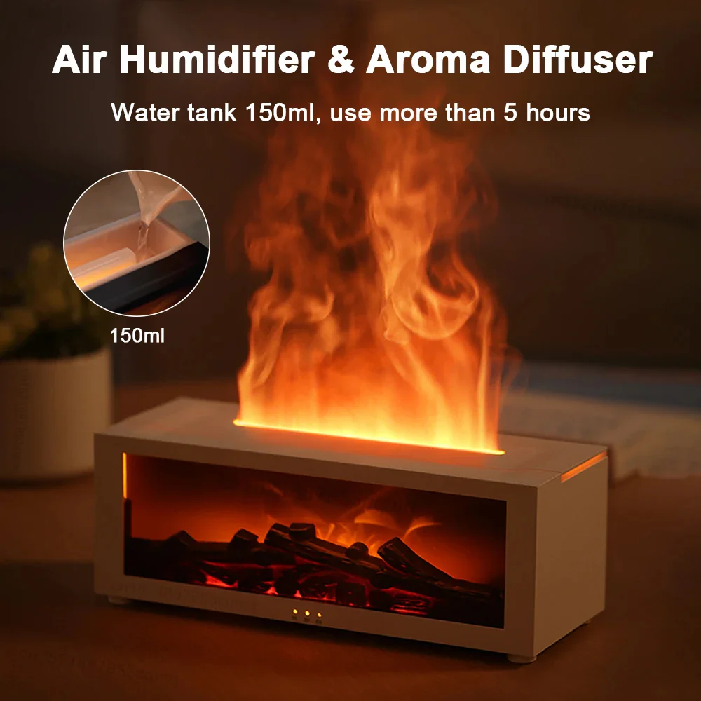 Home Comfort | Air Humidifier and Purifier with Realistic Flame Effect | Aromatherapy Ready for Enhanced Relaxation