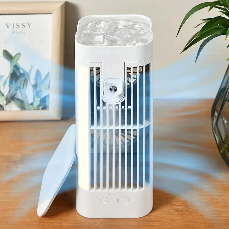 Mini Desk Fan with Ultrasonic Spray & Night Light | USB-Powered for Instant Cooling Relief