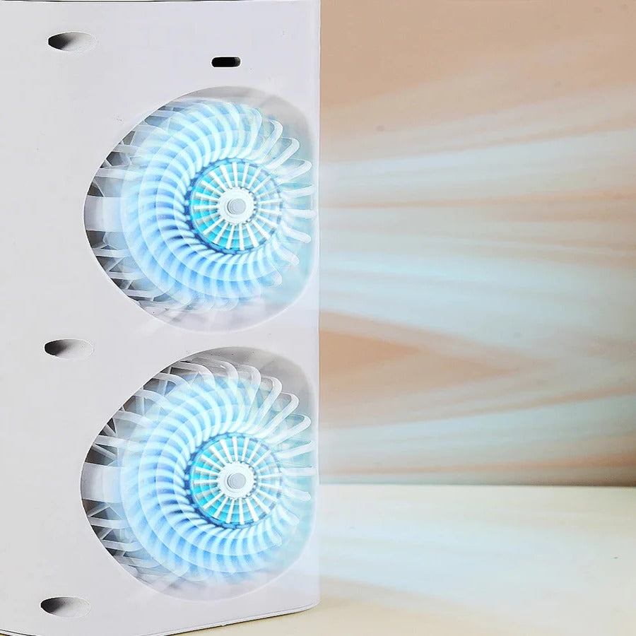 Mini Desk Fan with Ultrasonic Spray & Night Light | USB-Powered for Instant Cooling Relief