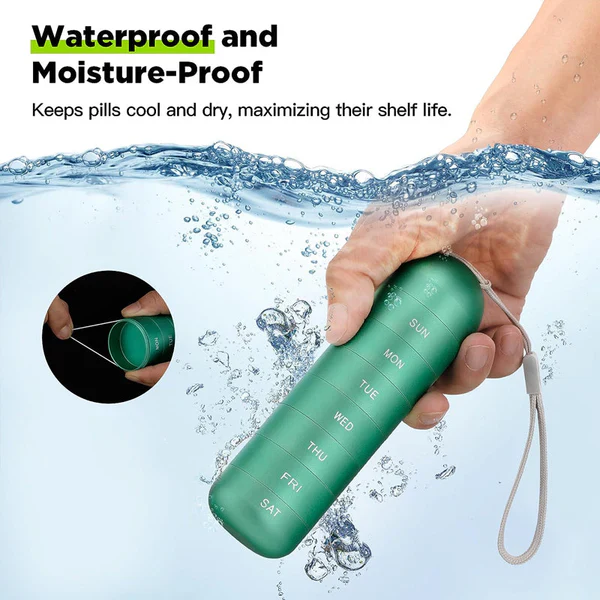 Portable 7-Day Pill Organizer | Aluminum Travel Pill Case with Waterproof Design for Easy Daily Access