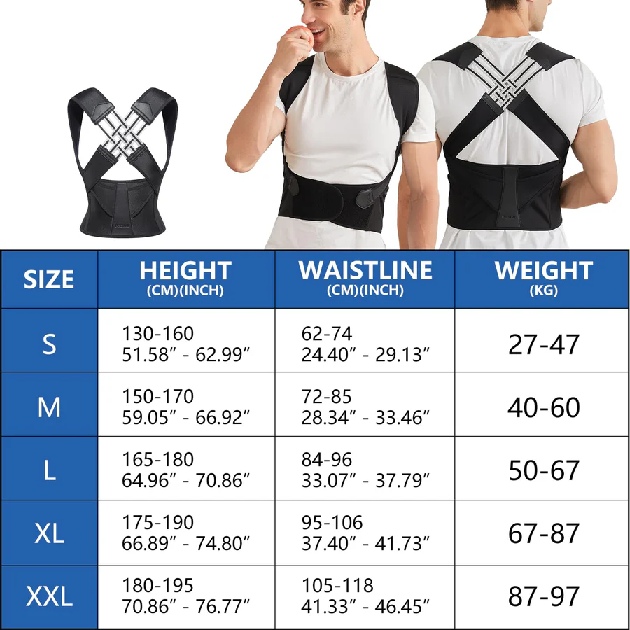 Posture Pro | Adjustable Back Posture Corrector with Cross-Guide Straps | Unisex Support for Improved Alignment and Comfort