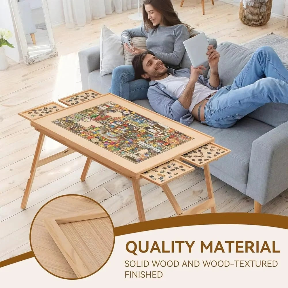 Puzzle Haven | Jigsaw Puzzle Table with Drawers for Comfort & Organization