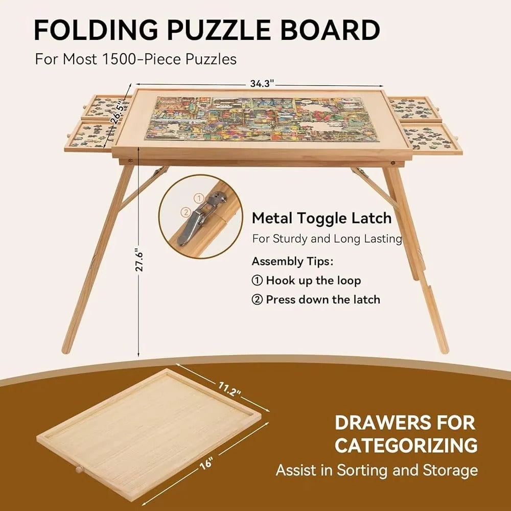 Puzzle Haven | Jigsaw Puzzle Table with Drawers for Comfort & Organization