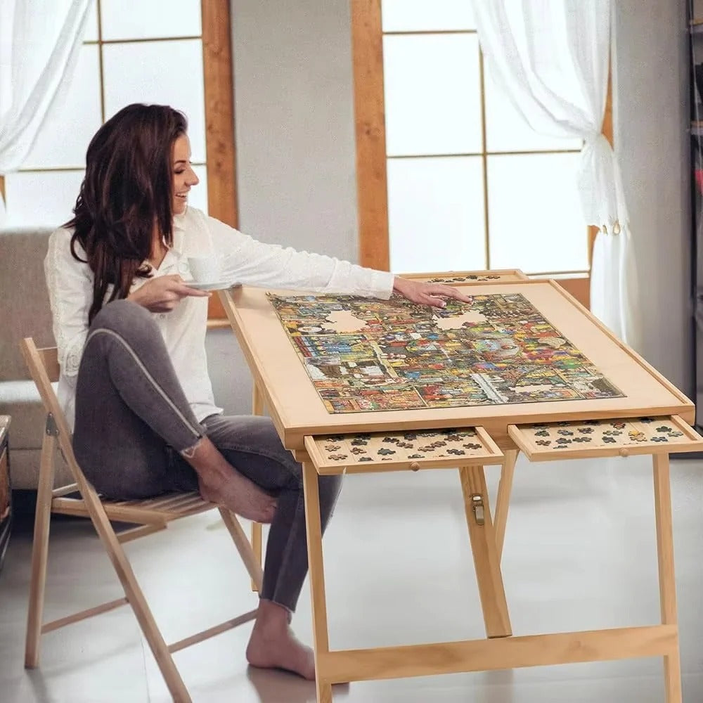 Puzzle Haven | Jigsaw Puzzle Table with Drawers for Comfort & Organization
