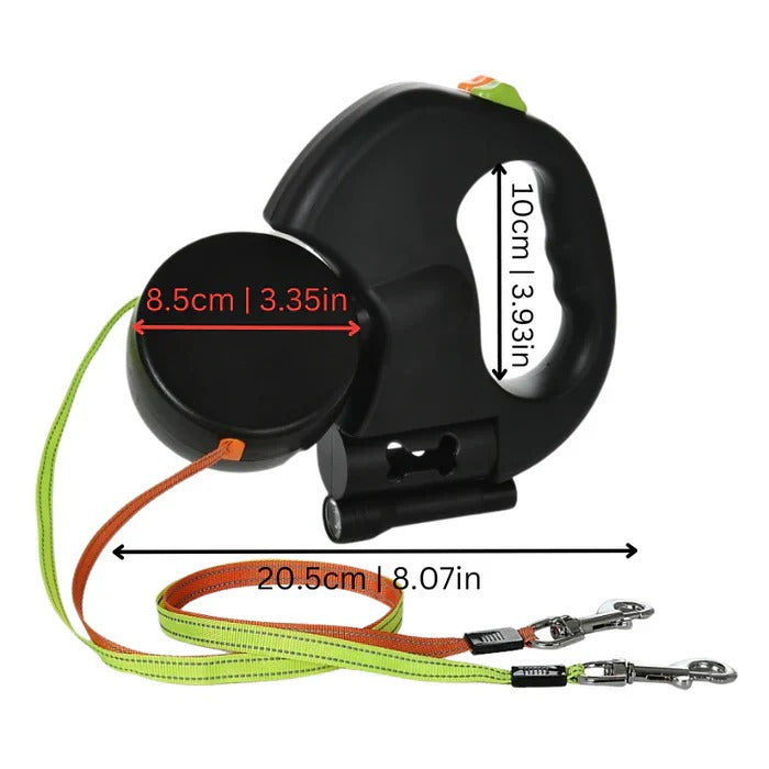Retractable Dog Leash Dual Leash with LED Light