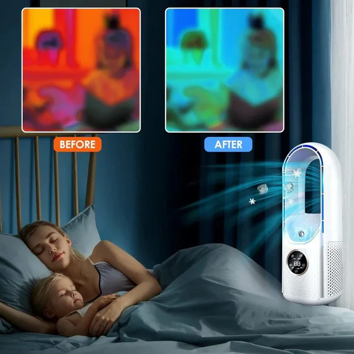Silent Breeze | Blade-Free Portable Air Conditioner with Adjustable Cooling Modes | Compact Design for Home and Office Comfort