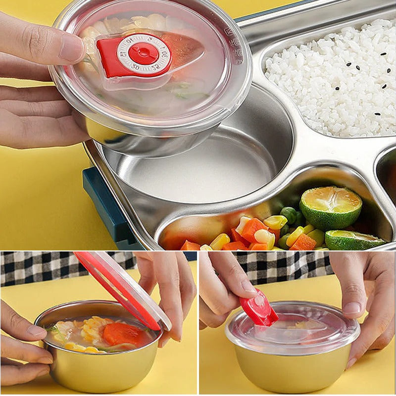 Stainless Steel Bento Lunch Box with 4 Compartments | Insulated Design for Fresh Meals on the Go