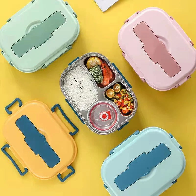 Stainless Steel Bento Lunch Box with 4 Compartments | Insulated Design for Fresh Meals on the Go